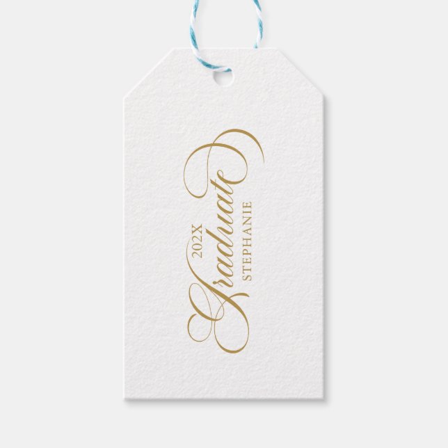 Étiquettes-cadeau Typographie de script or élégant (Devant)
