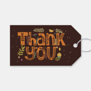 Étiquettes-cadeau Typographie florale lunaire Merci I