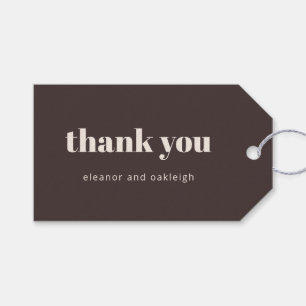 Étiquettes-cadeau Typographie Gras Mariage Moderne Brun Personnalisé