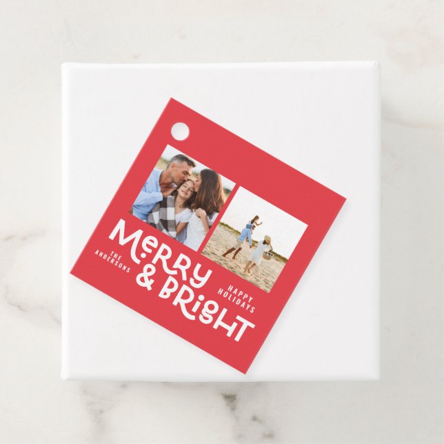 Étiquettes Cadeau Typographie minimale moderne 2 photo Noël (En situation)