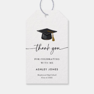 Étiquettes-cadeau Typographie minimaliste moderne Merci Graduation