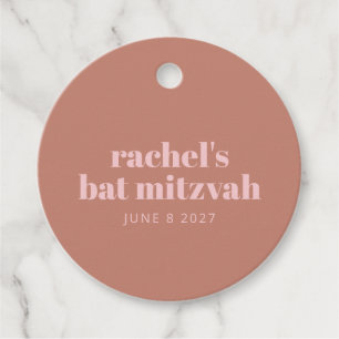 Étiquettes Cadeau Typographie moderne Gras Terracotta Bat mitzvah ro