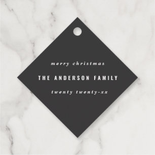 Étiquettes Cadeau Typographie moderne joyeuse de Noël noir et or