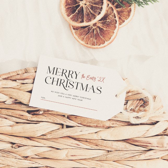 Étiquettes-cadeau Typographie moderne Joyeux Noël Famille personnali (Créateur téléchargé)
