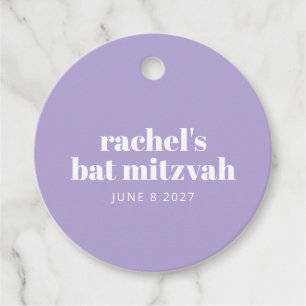 Étiquettes Cadeau Typographie moderne violet Bat mitzvah personnalis