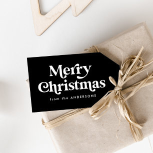 Étiquettes-cadeau Typographie rétro Noir et blanc Joyeux Noël