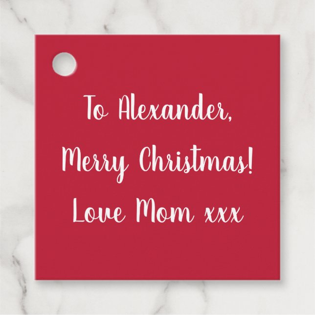 Étiquettes Cadeau Typographie rouge Joyeux Noël de Maman Cadeau (Devant)
