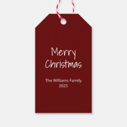 Étiquettes-cadeau Typographie simple Famille moderne Noël rouge