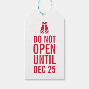 Étiquettes-cadeau Typographie Simple Rouge N'Ouvre Pas Jusqu'À Noël