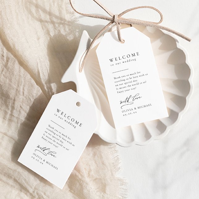 Étiquettes-cadeau Typographie Simplement Élégante Mariage Moderne Fa (Simply Elegant Typography Modern Wedding Favor Gif Gift Tags)