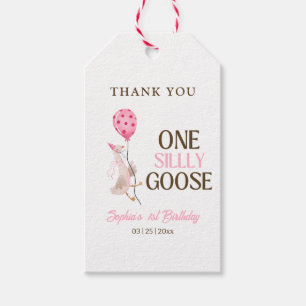 Étiquettes-cadeau Un anniversaire de One Silly Goose, fille 1er anni