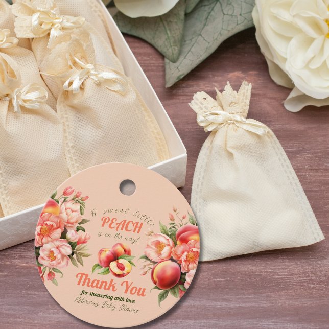 Étiquettes Cadeau Un Baby shower Floral D'Été Doux Petite Pêche (Créateur téléchargé)