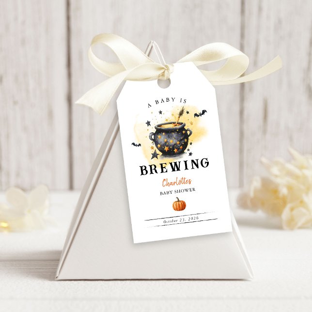 Étiquettes-cadeau Un bébé brasse le Baby shower de Cauldron Hallowee (Créateur téléchargé)