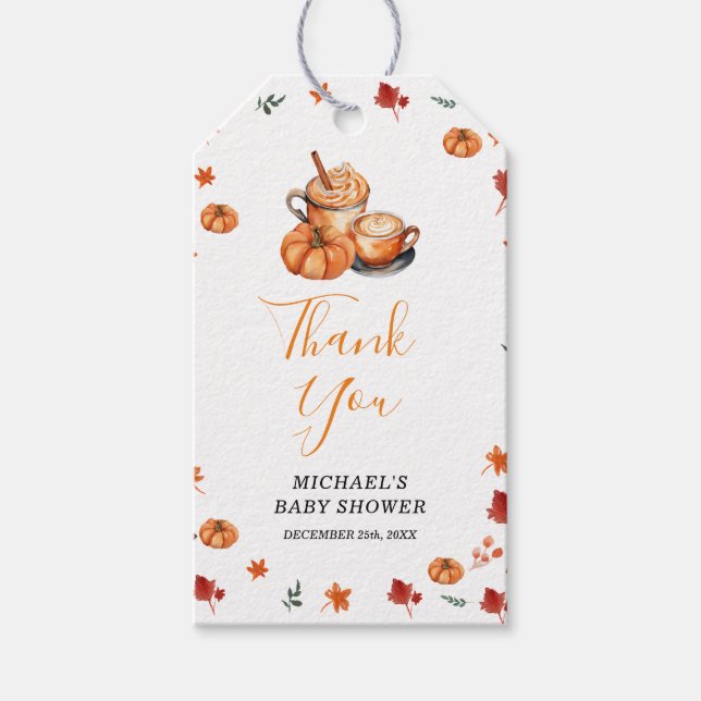 Étiquettes-cadeau Un Bébé brasse un Baby shower Citrouille Spice Cof (Devant)