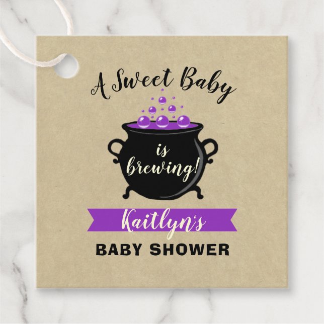Étiquettes Cadeau Un Bébé Doux Brasse Le Baby shower D'Halloween (Devant)