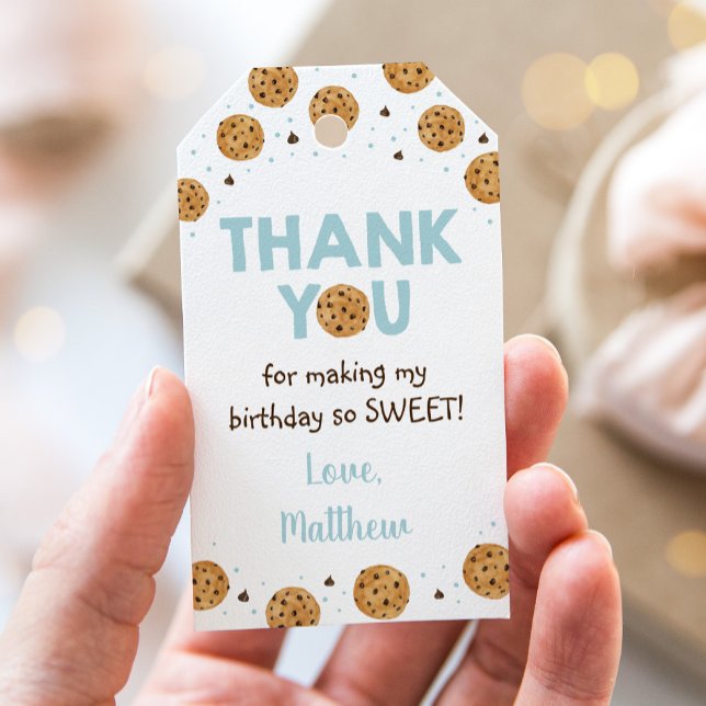 Étiquettes-cadeau Un biscuit doux premier Merci d'anniversaire (Créateur téléchargé)