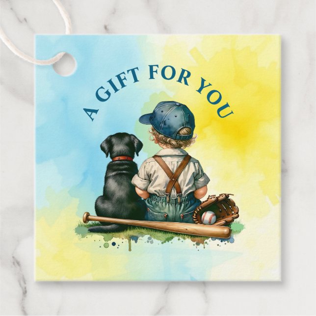 Étiquettes Cadeau Un cadeau pour vous | Baby shower À Thème De Baseb (Devant)