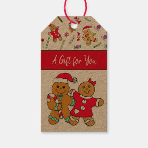 Étiquettes-cadeau Un cadeau pour vous Gingerbread Homme Noël