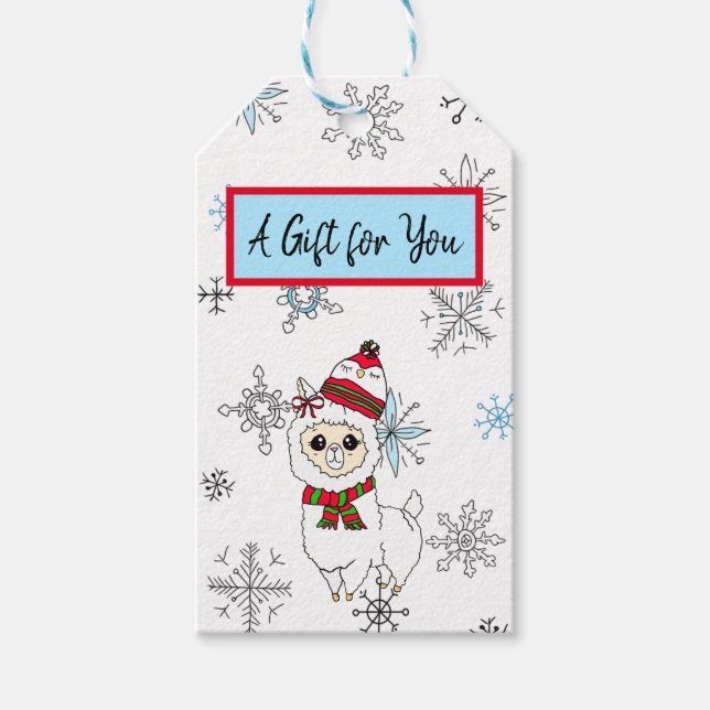 Étiquettes-cadeau Un cadeau pour vous Noël Llama et Snowflakes (Devant)