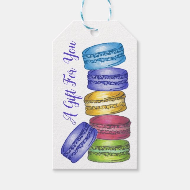 Étiquettes-cadeau Un cadeau pour vous Pâtisserie Française Macaron C (Devant)