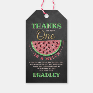 Étiquettes-cadeau Un dans un Melon Chalkboard 1er anniversaire Merci