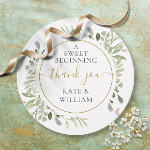 Étiquettes Cadeau Un doux début de mariage de verdure or remerciemen