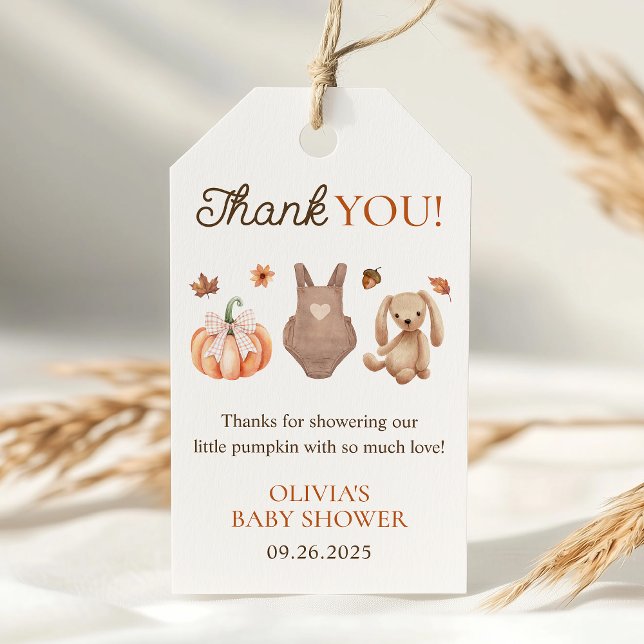 Étiquettes-cadeau Un doux petit Baby shower Citrouille à l'automne F (Créateur téléchargé)