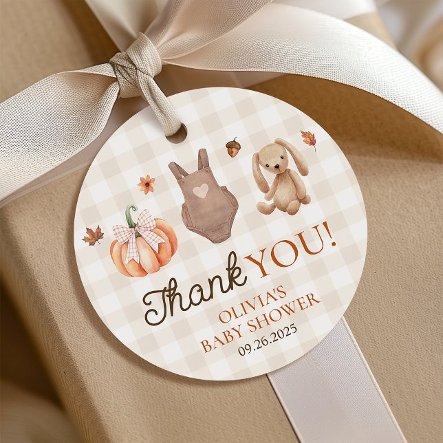 Étiquettes Cadeau Un doux petit Citrouille Baby shower d'automne neu (Créateur téléchargé)