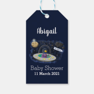 Étiquettes-cadeau Un joli poisson heureux dans l'espace dessin animé