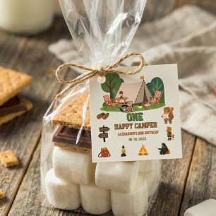 Étiquettes Cadeau Un joyeux campeur safari forêt 1er anniversaire