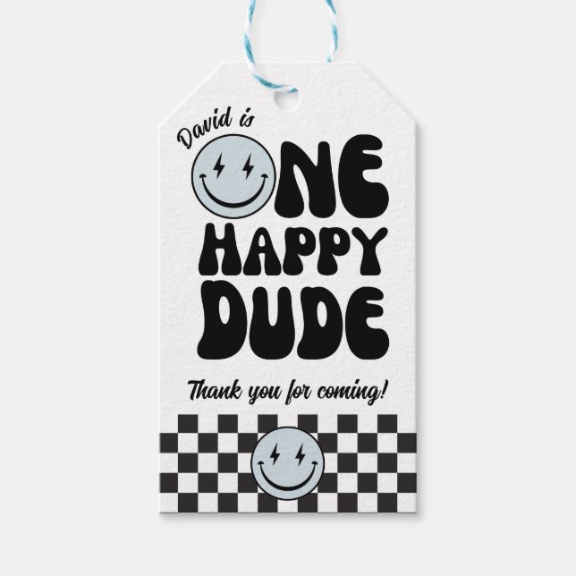 Étiquettes-cadeau Un joyeux Dude Blue Emoji anniversaire (Devant)