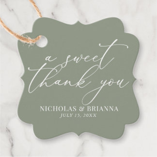 Étiquettes Cadeau Un Merci doux Sage Vert Mariage élégant