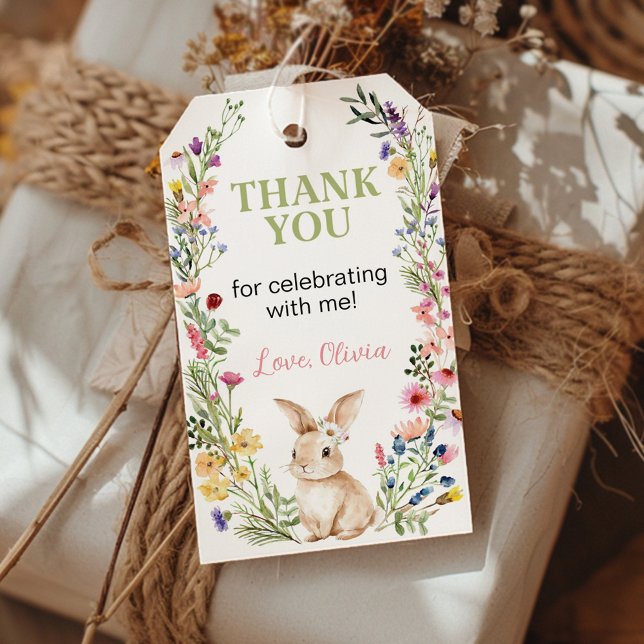 Étiquettes-cadeau Un Merci Du Parti Fleur sauvage Bunny Favoriser Le (Créateur téléchargé)