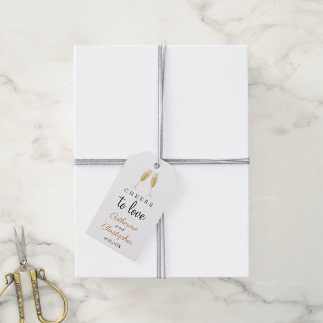 Étiquettes-cadeau Un Merci Mariage au champagne chic pour l'amour (Avec de la ficelle)