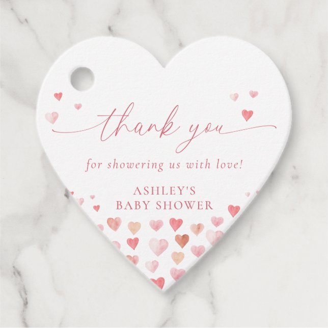 Étiquettes Cadeau Un Petit Amoureux, Baby shower Rose Girl (Devant)