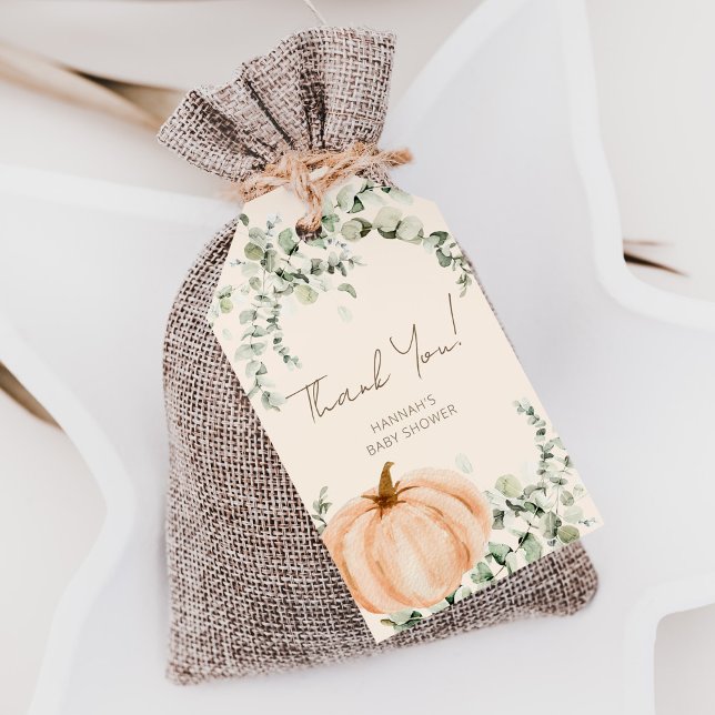 Étiquettes-cadeau Un Petit Baby shower Citrouille Privilégie Le Merc (Créateur téléchargé)
