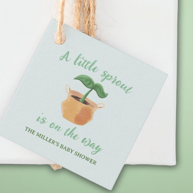 Étiquettes Cadeau Un petit Baby shower d'amoureux Plante Sprout Gard (A Little Sprout Garden Plant Lover Baby Shower Favor Tags)