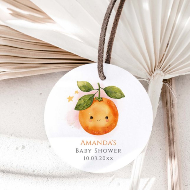 Étiquettes Cadeau Un petit Baby shower de clémentine orange Cutie (Créateur téléchargé)