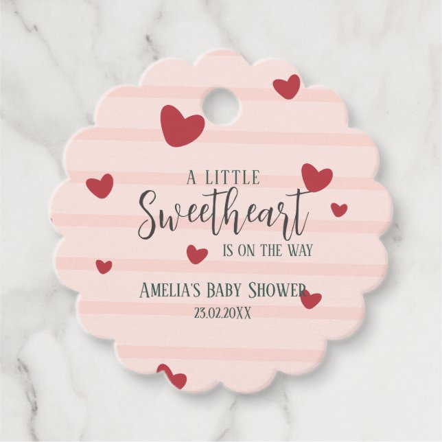 Étiquettes Cadeau Un petit baby shower de coeurs valentin amoureux (Devant)
