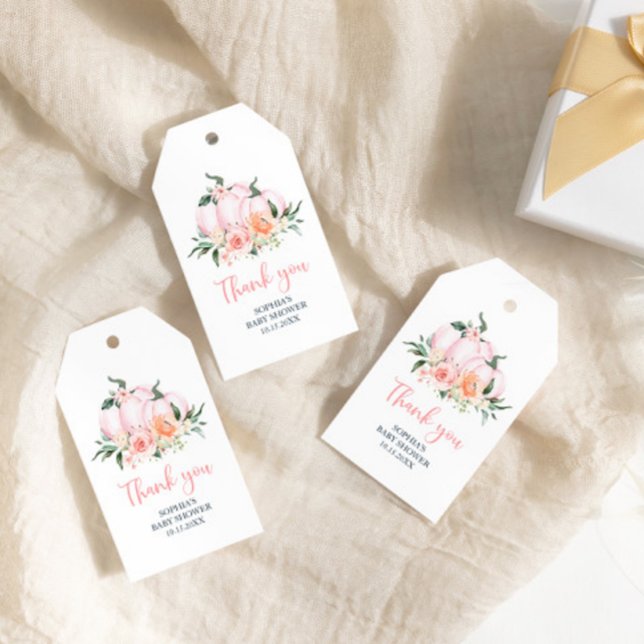 Étiquettes-cadeau Un petit Baby shower de fille Citrouille (Créateur téléchargé)