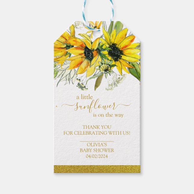 Étiquettes-cadeau Un petit baby shower de tournesol (Devant)