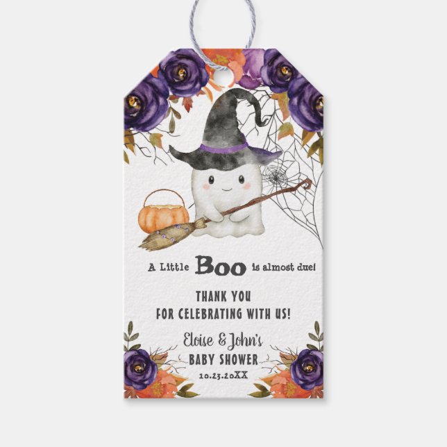 Étiquettes-cadeau Un Petit Baby shower D'Halloween Boo Cute Ghost (Devant)