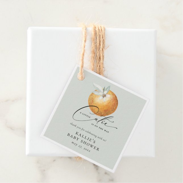 Étiquettes Cadeau Un Petit Baby shower Orange Citrus Cutie (En situation)