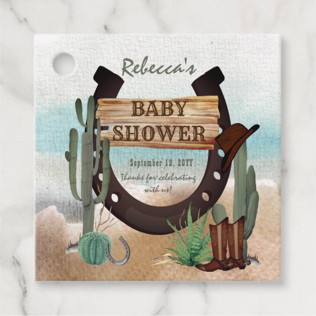 Étiquettes Cadeau Un petit Baby shower Western Boy de Cowboy\ (Devant)