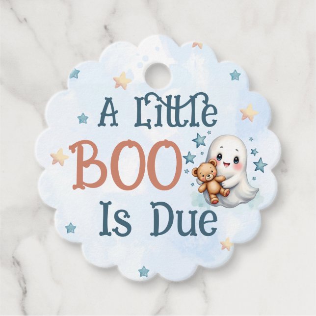 Étiquettes Cadeau Un Petit Boo Est Dû Bébé Bébé Ghost Personnalisé (Devant)