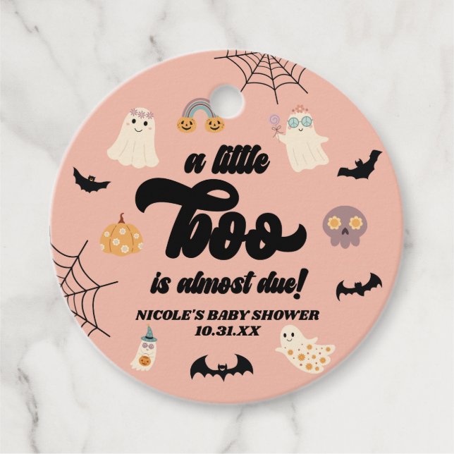 Étiquettes Cadeau Un Petit Boo Est Presque Attendu ! Baby shower d'H (Devant)