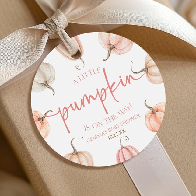 Étiquettes Cadeau Un Petit Citrouille Est En Route ! Baby shower (Créateur téléchargé)