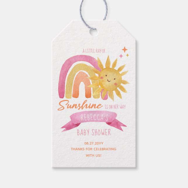 Étiquettes-cadeau Un petit rayon de soleil fille Baby shower Faveur  (Devant)
