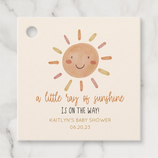 Étiquettes Cadeau Un Petit Rayon De Soleil Jaune Baby shower Soleil (Devant)