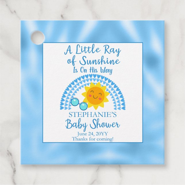 Étiquettes Cadeau Un petit rayon de Sunshine Boy Baby shower (Devant)